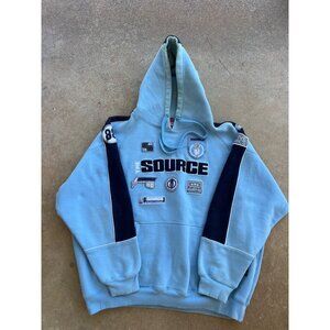 Vintage The Source Hip Hop Blue Hoodie XXL With Patches M3